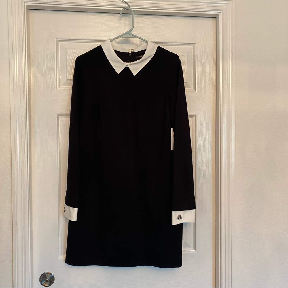 Black dress with white collar detail